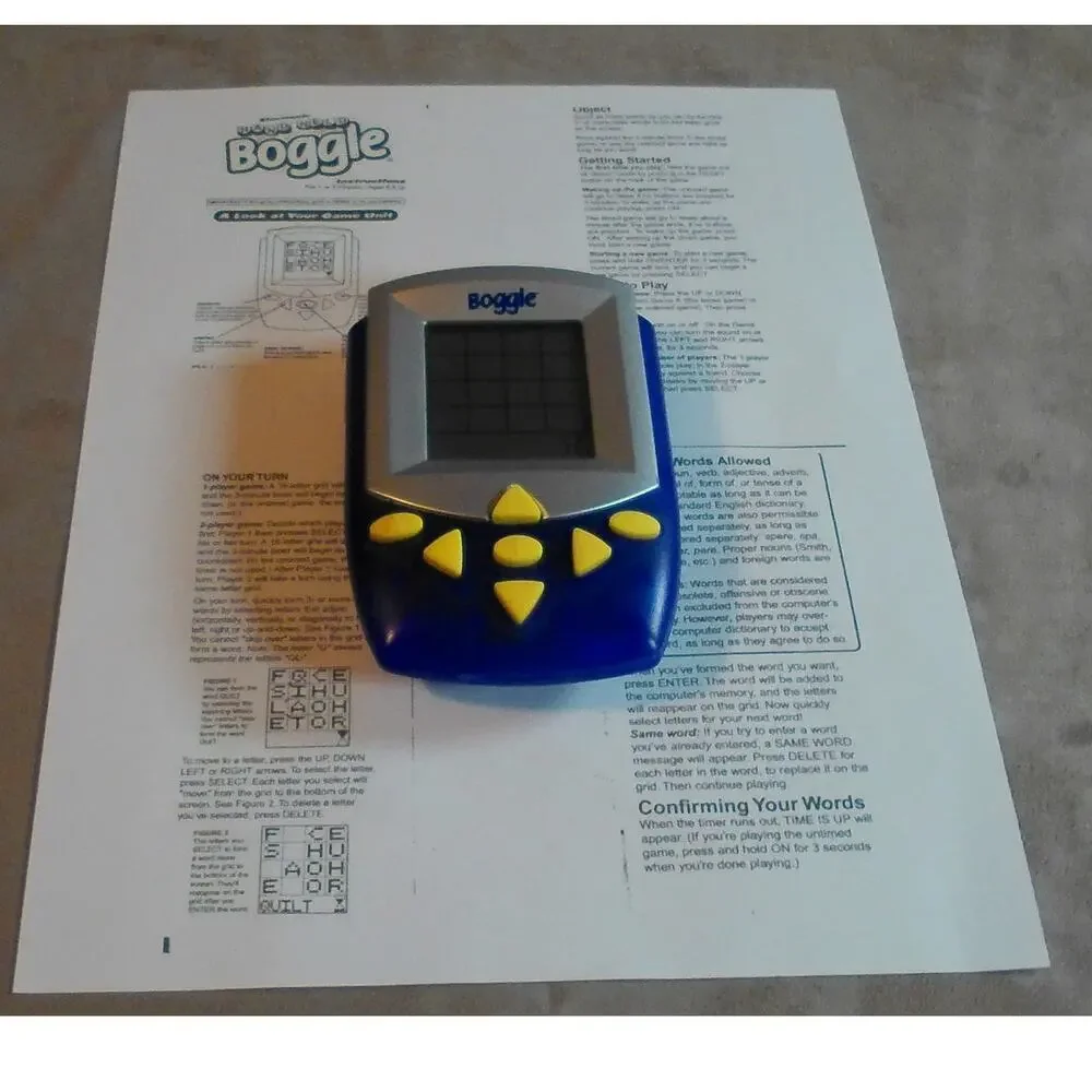 Electronic Handheld Boggle Works 2002 Hasbro Parker Bros Blue